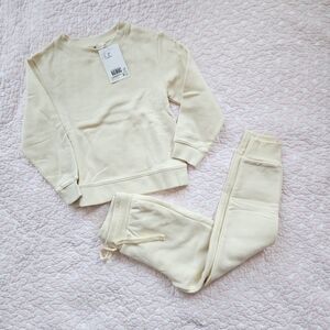 NWT H&M Sweatset Sweatshirt Sweatpants 6x 6 Cream Fleece